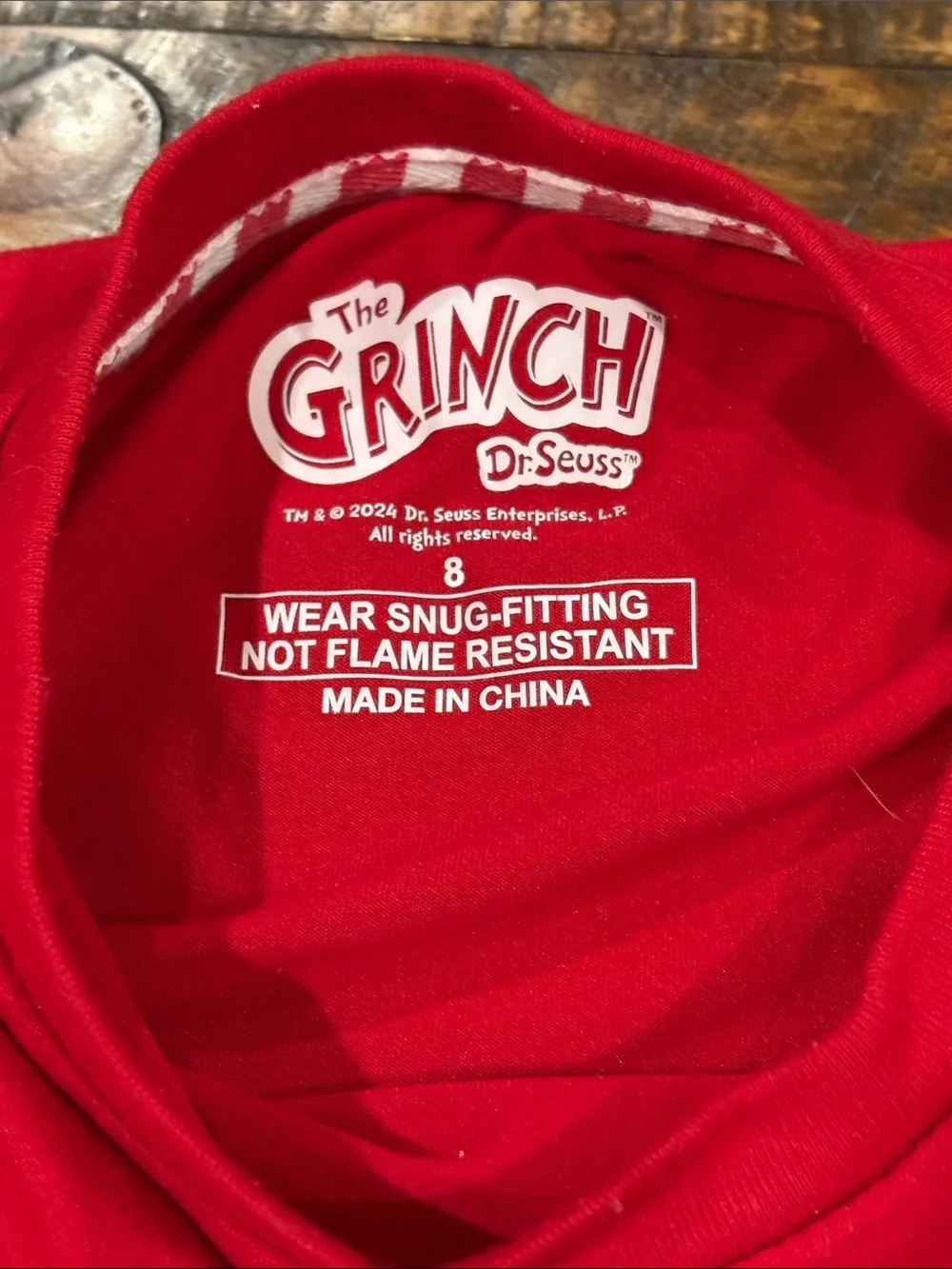 Red Grinch Kids Pajama Set - Go Grinch size 8